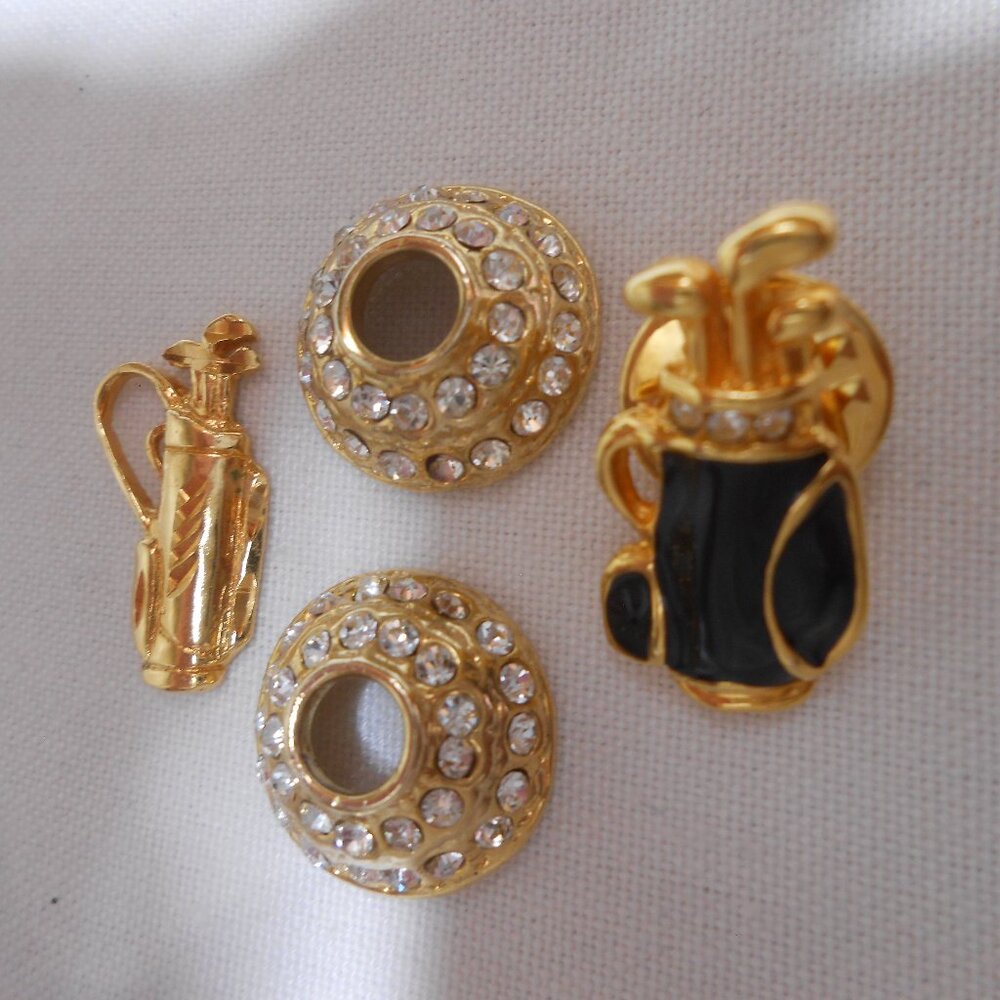 VTG 4 pcs gold Diamond style Kays Jewelry charms pins brooch golf bags NEW ✨
